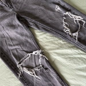 Grey/Black AE Ripped Mom Jeans